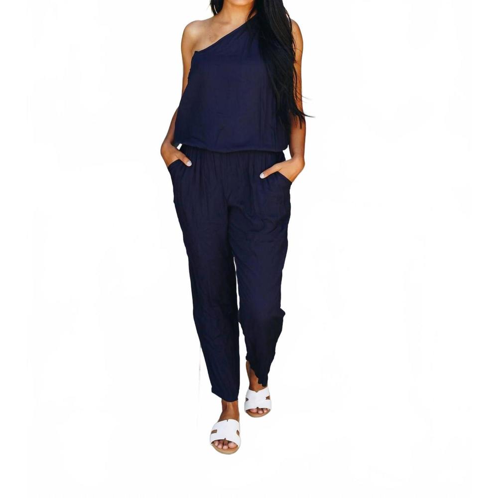 NEW RACHEAL bare shoulder jumpsuit in navy